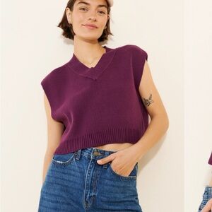 Free People Easy Street Sweater Vest - NWOT - Sz Small runs Lg - Purple